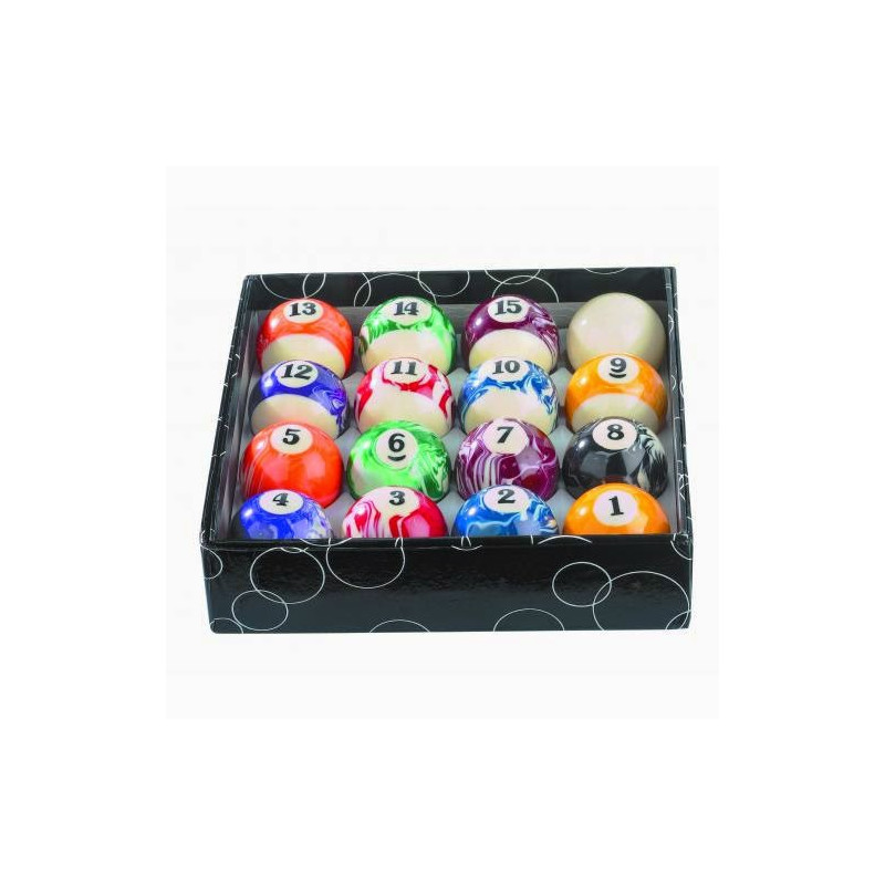 Billes de Billard Jeu Américain marbré polyester 57mm