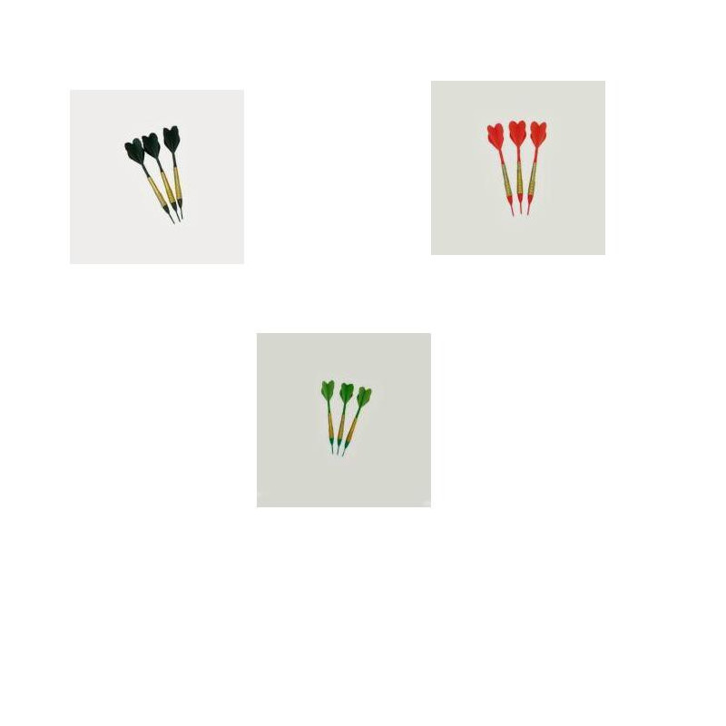Fléchettes standards 3 vertes 3 noires 3 rouges